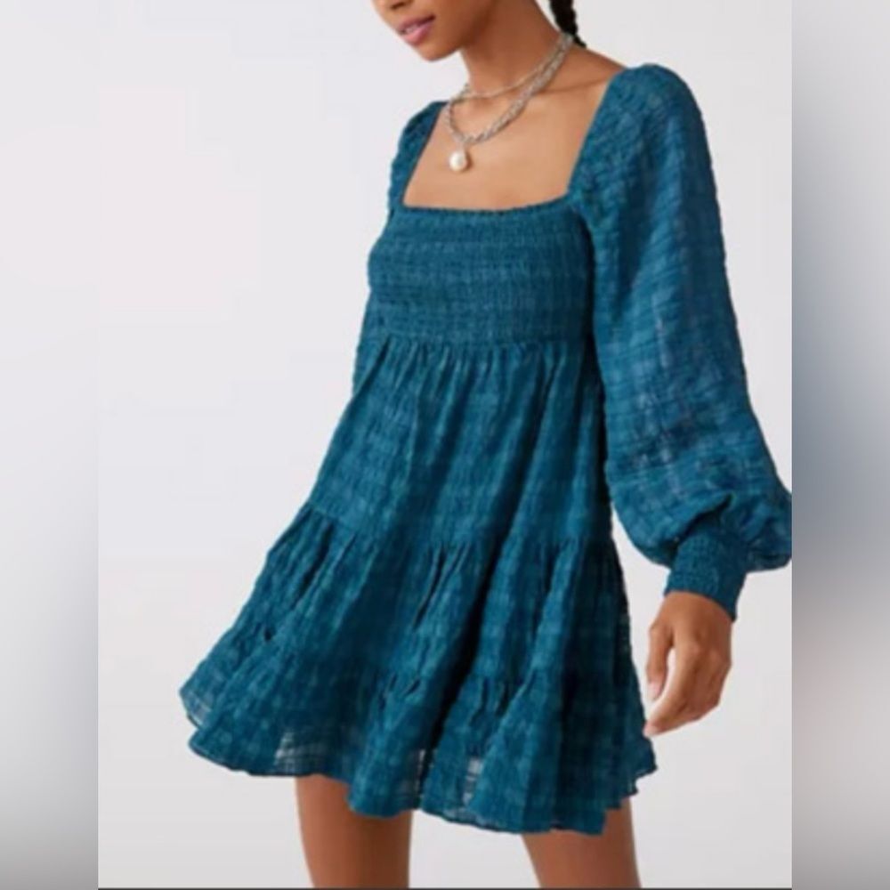 Urban Outfitters River Smocked Long Sleeve Mini Dress Size Small